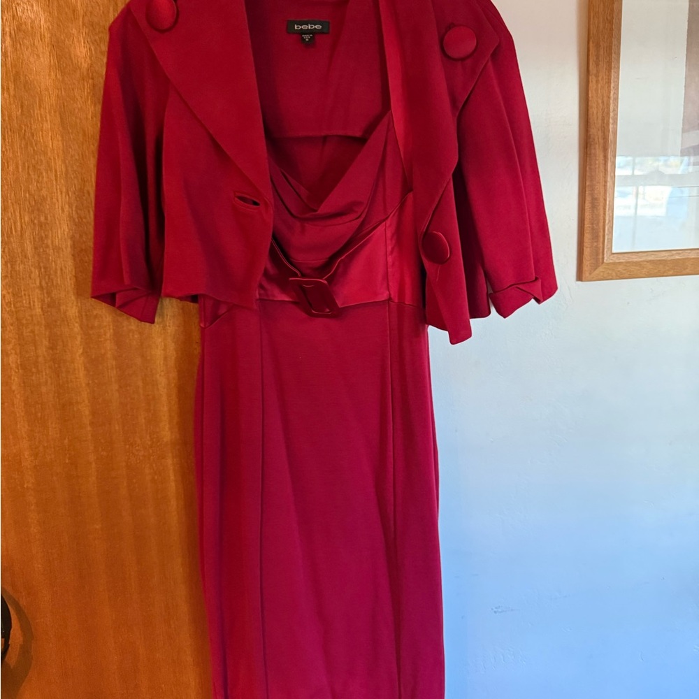 bebe Red Two-Piece Dress and Cropped Jacket Set
